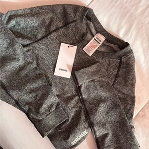 Gymshark Adapt Marl Seamless Long Sleeve Crop Top - Black/Gray